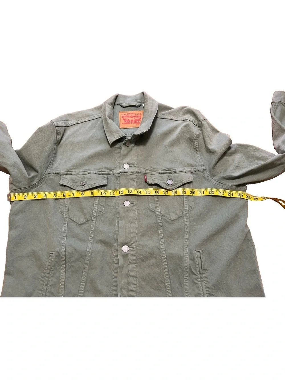 Levi’s 72334 Denim Trucker Jacket XL NWOT Hedge Green Textured Stretch Cotton